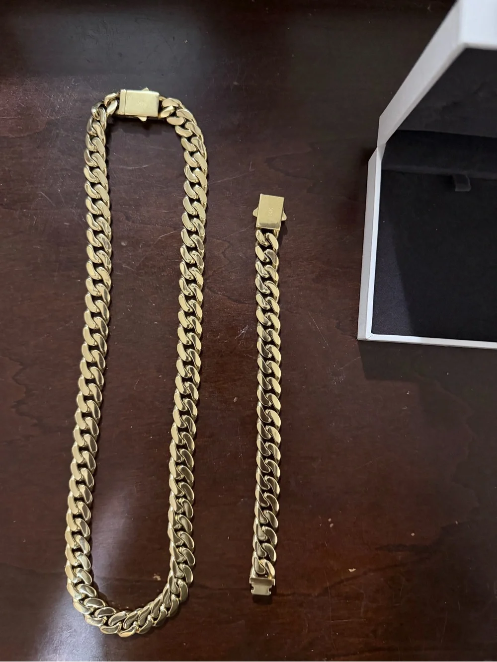 14k Gold plated Cuban Link Chain and Bracelet Set